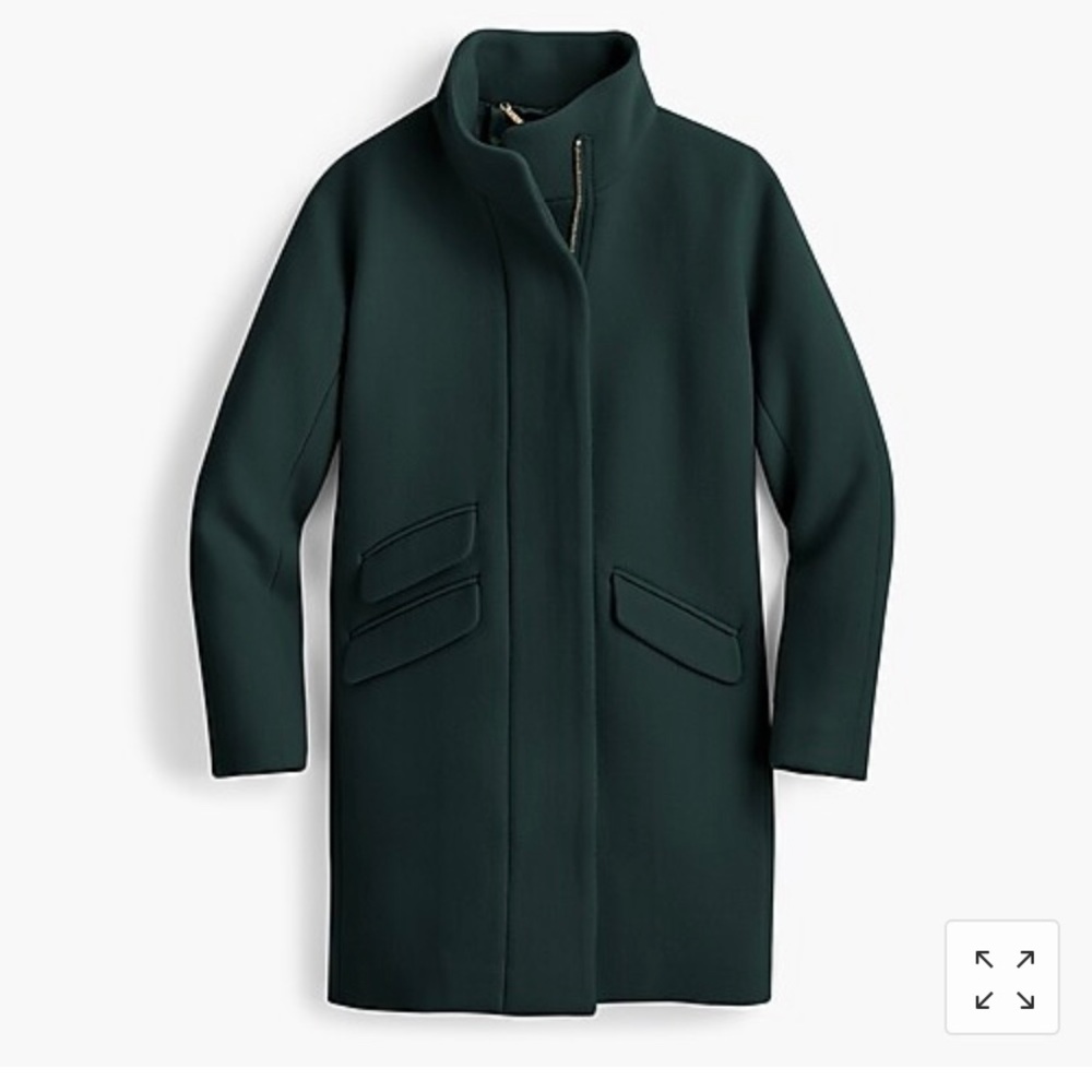 J Crew Green Wool Stadium Cocoon Jacket